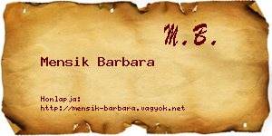 Mensik Barbara névjegykártya